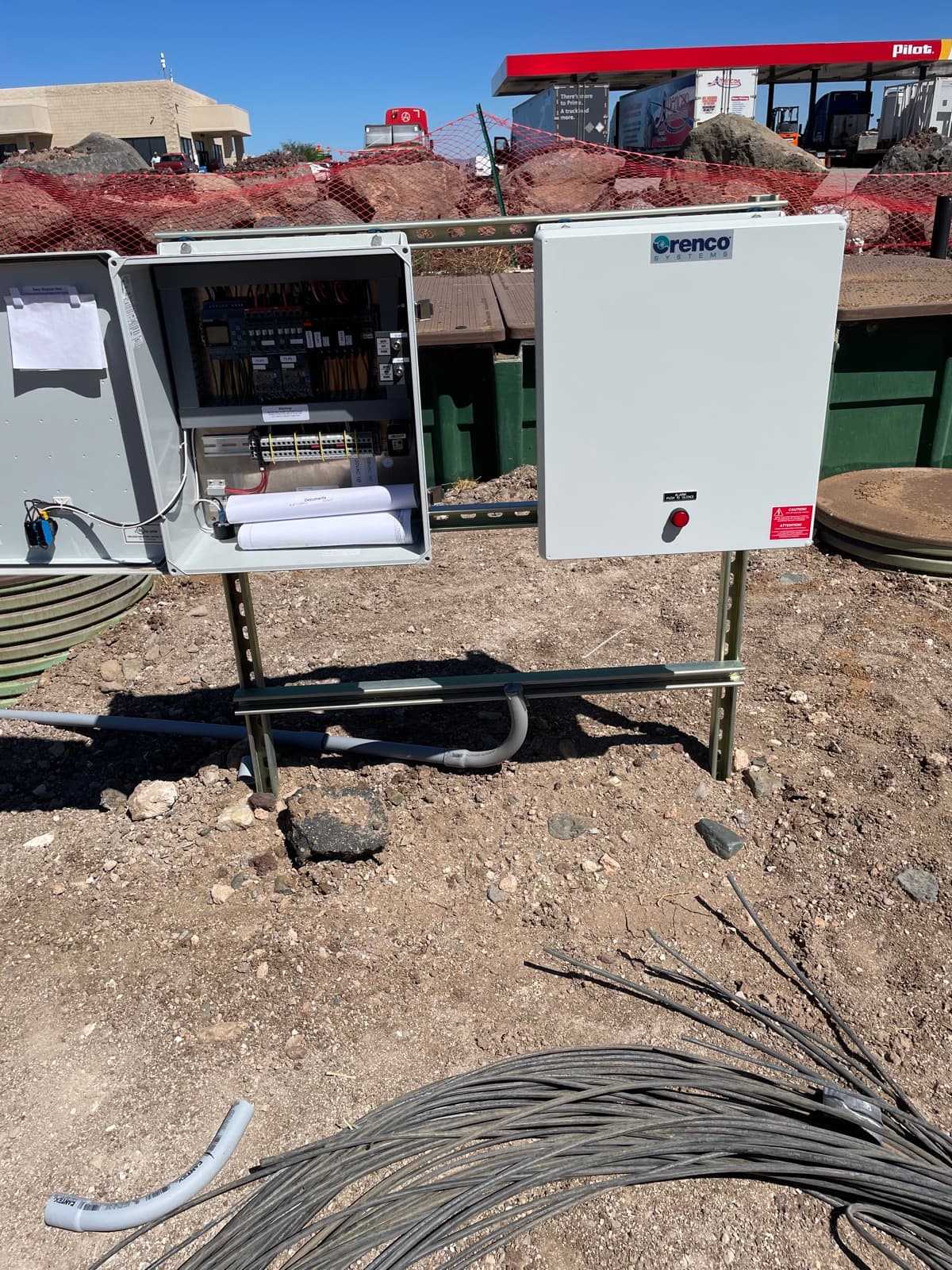 Commercial electrical control equipment at an active jobsite