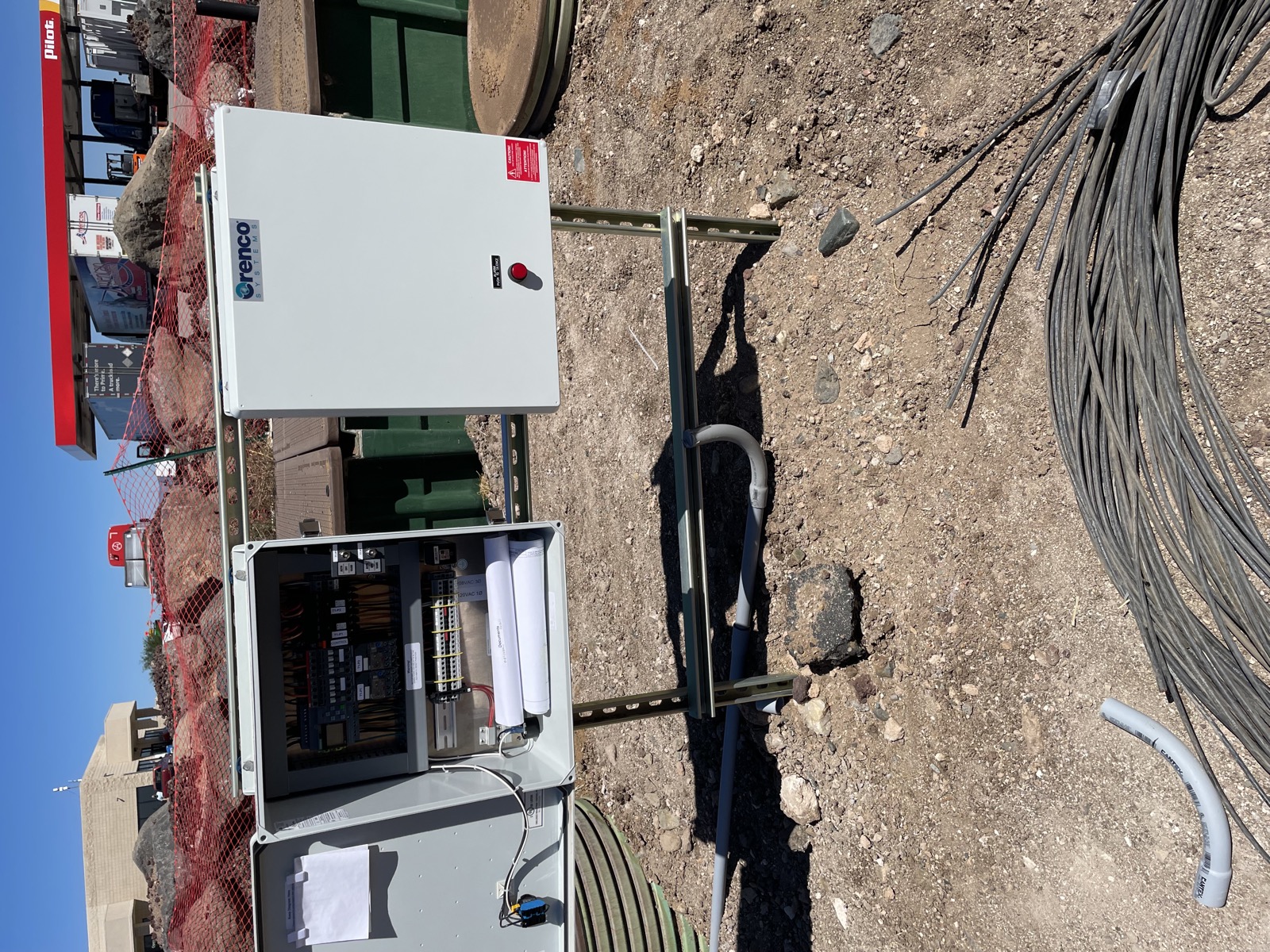 Commercial electrical control equipment at an active jobsite
